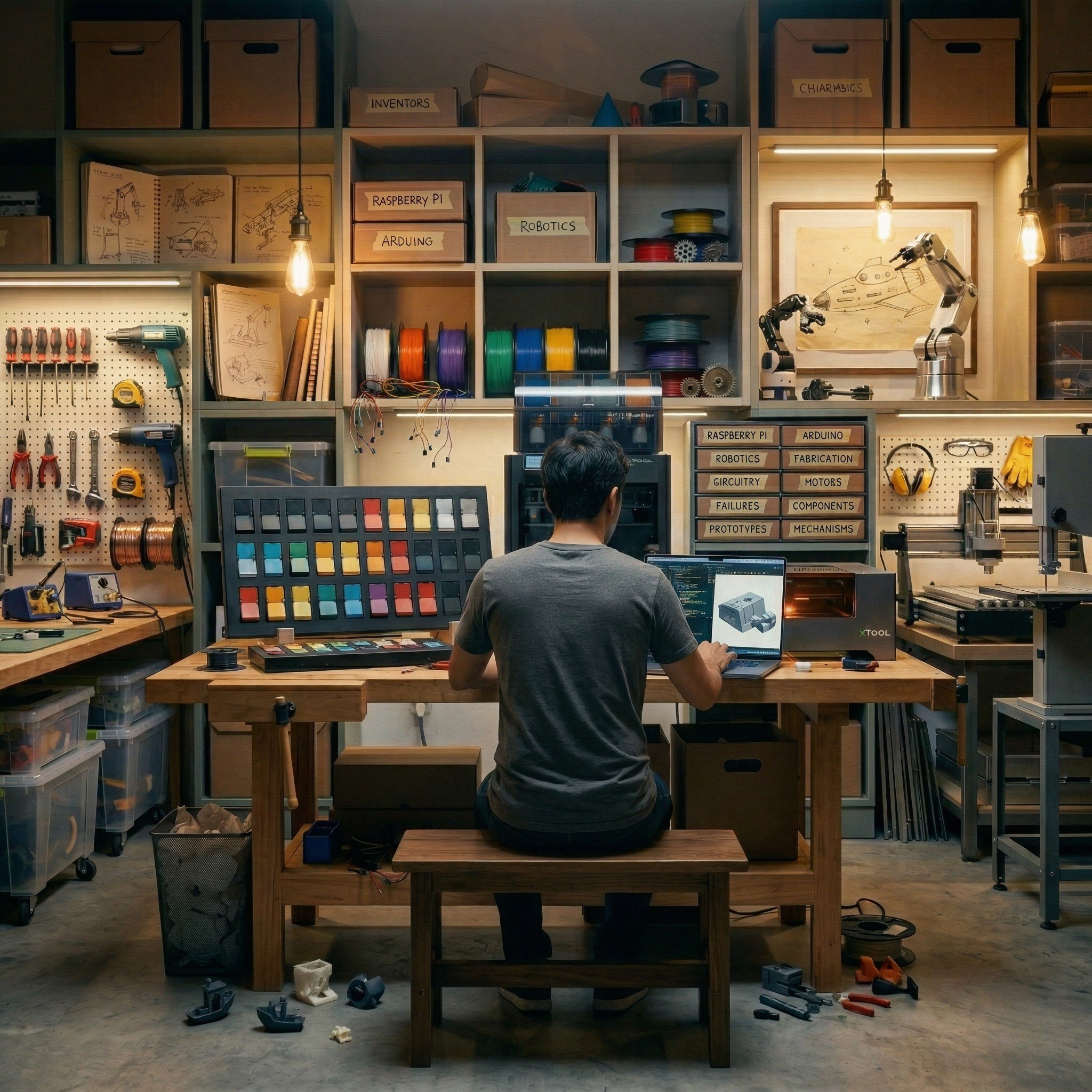 Nes Miranda trabajando en su taller NM Labs